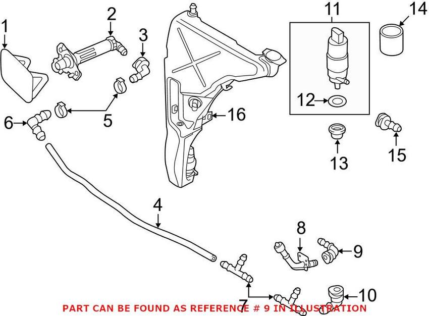 Audi Headlight Washer Hose Connector 4G8955191